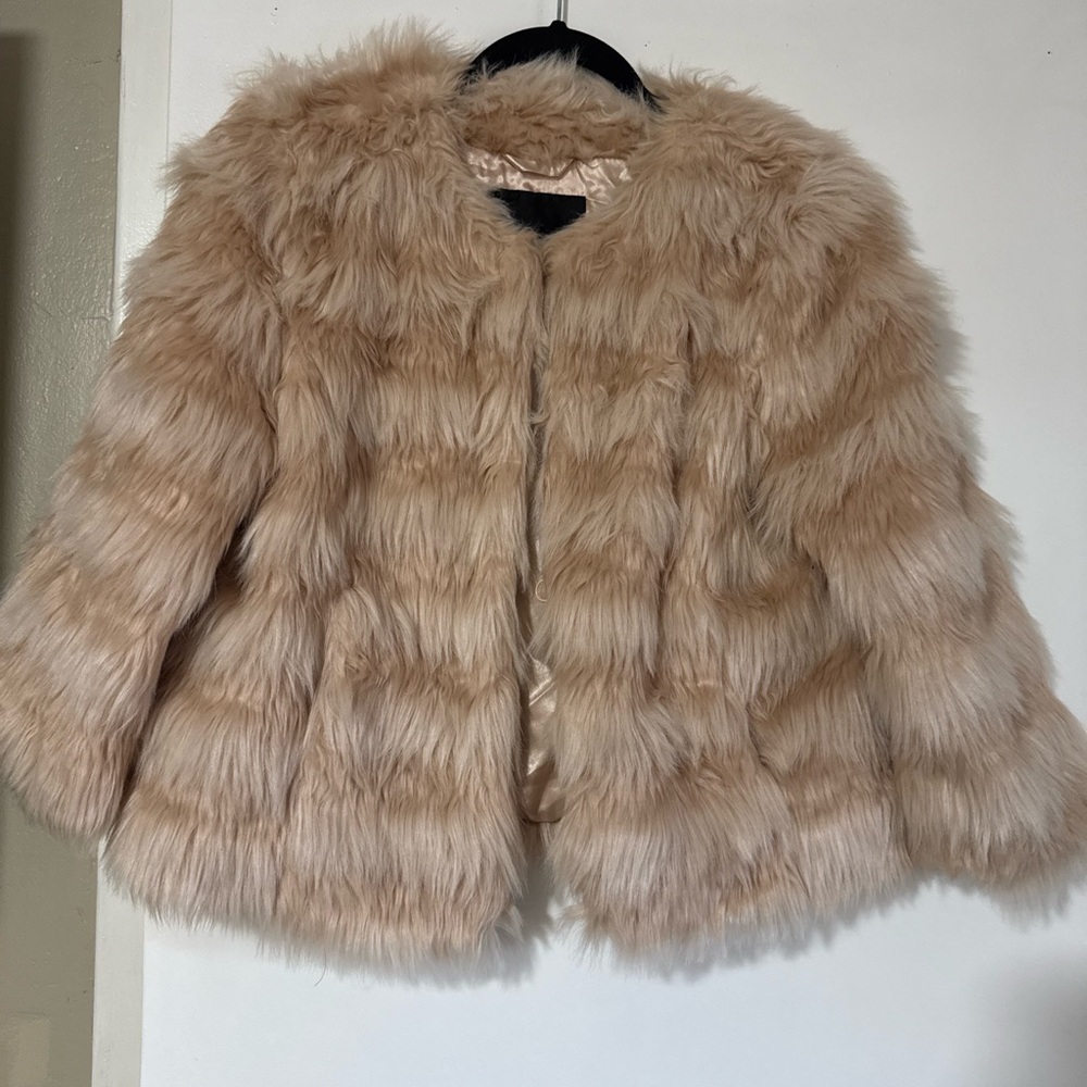 Mossimo Supply Co. Faux Fur Teddy Jacket in Tan